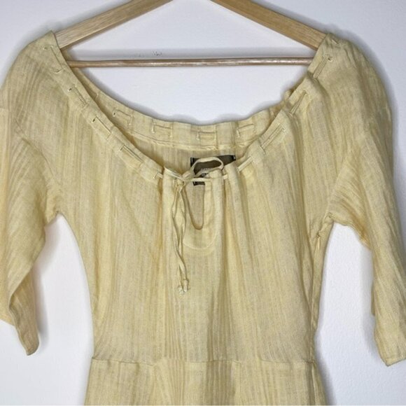 Reformation Yellow Gauze Tie Neckline Fit and Flare Midi Dress US 4 - Picture 3 of 6